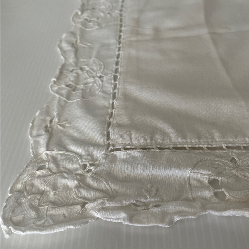 Vintage White Linen Decorative Pillow Sham - Picture 2 of 7